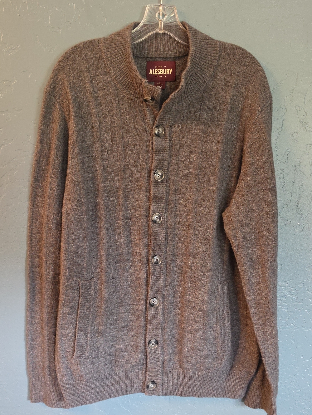 GPA Core Men's Grey Button-Up Checkered Sweater